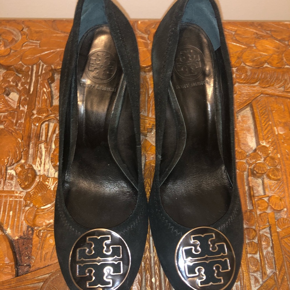 Authentic Tory Burch Black Suede Wedge